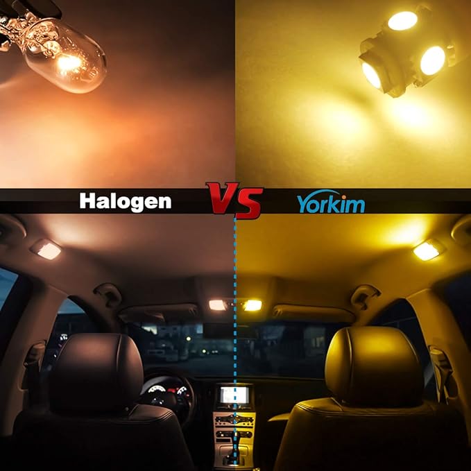 Yorkim 194 LED Bulbs Amber Super Bright 5th Generation, T10 168 LED Bulb, W5W Bulbs for Car Interior Dome Map Door Courtesy License Plate Lights W5W 2825, Pack of 10