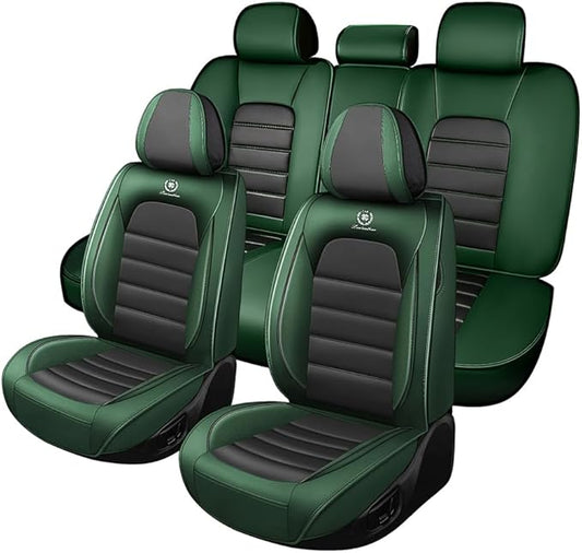 5 Seat Covers Fit for Acura ZDX 2024, Waterproof Premium Leather Automotive Accessories Seat Protectors Seat Cushions Wear-Resistant Car Seat Covers（Black&Green,Full Set）
