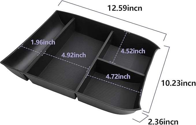 LUWU 2020-2025 Hyundai Palisade SE/SEL/XRT/Limited/Calligraphy Center Console Organizer Armrest Organizer Insert Tray with 4 Compartments, Non-Slip Mats, Black