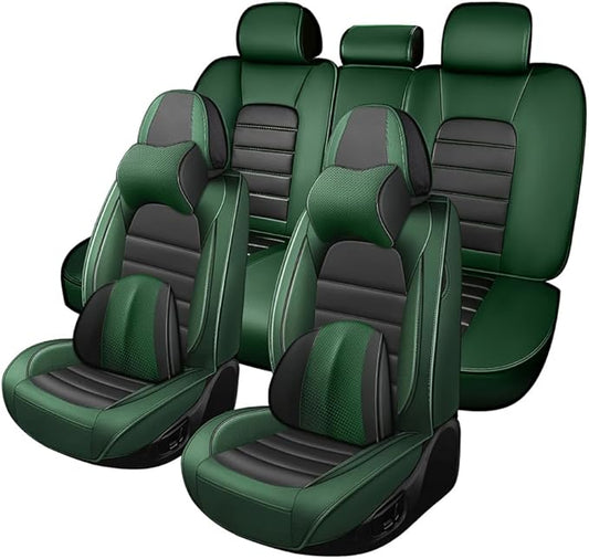 5 Seat Covers Fit for Acura ZDX 2024, Waterproof Premium Leather Automotive Accessories Seat Protectors Seat Cushions Wear-Resistant Car Seat Covers（Black&Green,Full Deluxe）