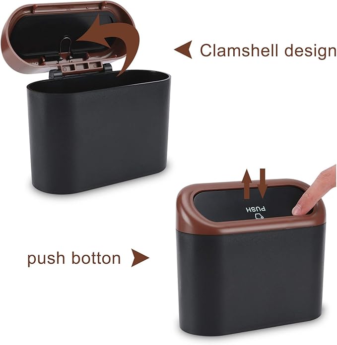 Accmor Car Trash Can with Lid, Leakproof Vehicle Trash Bin Auto Dustbin Organizer, Waterproof Mini Garbage Bin Trash Container with Garbage Bag for Automotive Car, Home, Office, Kitchen