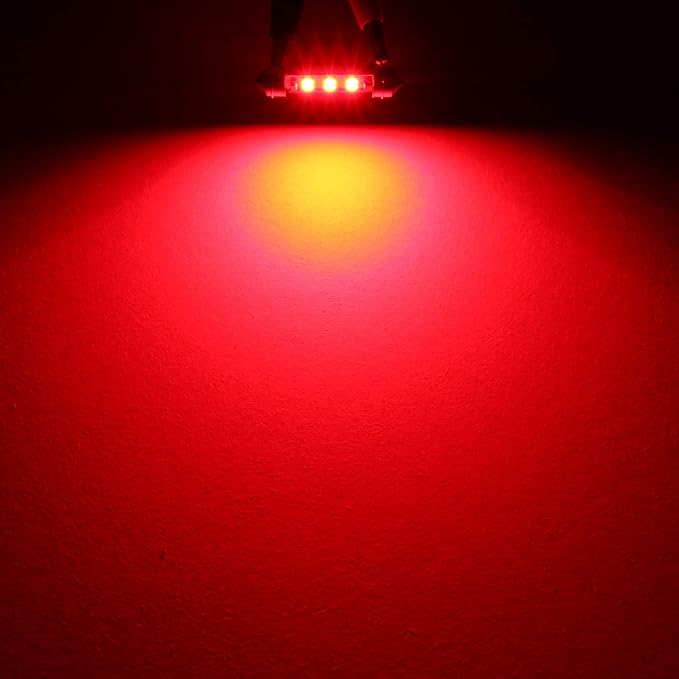 PHINLION 578 LED Light Bulbs, Super Bright 3030 6-SMD Festoon 41mm 42mm 211-2 212-2 LED Bulbs for Car Interior Map Dome Trunk Courtesy Lights, Red (4 Pack)