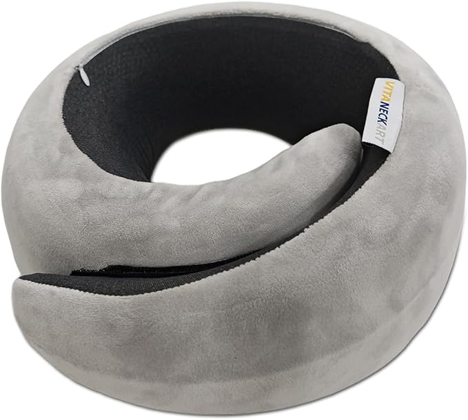 Snail Flexible Neck Pillow, Premium Memory Foam Travel Pillow, 360°Ergonomic Design, Asymmetrical Sides, Suitable for Flight, Car, Office, Washable Pillowcase (Grey)