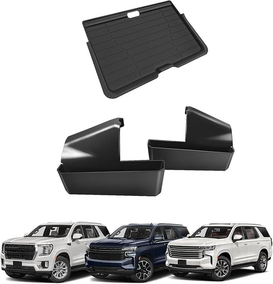 Muslogy Center Console Organizer Compatible with 2021-2023 2024 GMC Yukon & Chevy Tahoe Suburban Accessories Middle Console Storage Box & Hidden Panel Removable Cover (Not for Yukon Denali/Ultimate)