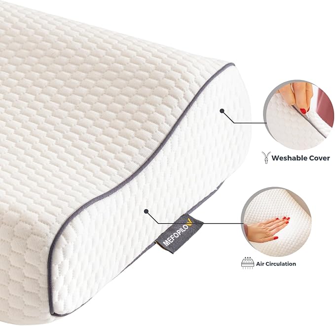 Memory Foam Travel Pillow with Washable Cover & Carry Bag – Compact, Soft & Breathable Neck Pillow for Airplane, Camping & Car (White- Without Spare Cover, 13.8x11.8x3.9/3.1 inches)