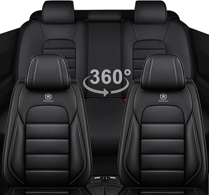 5 Seat Covers for Audi A4 2002-2026 Breathable Car Seat Covers,Anti-Slip Waterproof Car Seat Protectors with Airbag,Automotive Vehicle Cushion with Storage Pockets (Standard,Black)