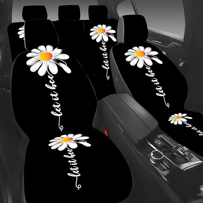 2 Pcs Premium Flower Car Seat Cover, Breathable & Washable Car Seat Covers Full Sets, Fashionable Printed Seat Covers for Cars Interior, Universal Fit for Most Cars, Sedan, Truck, SUV