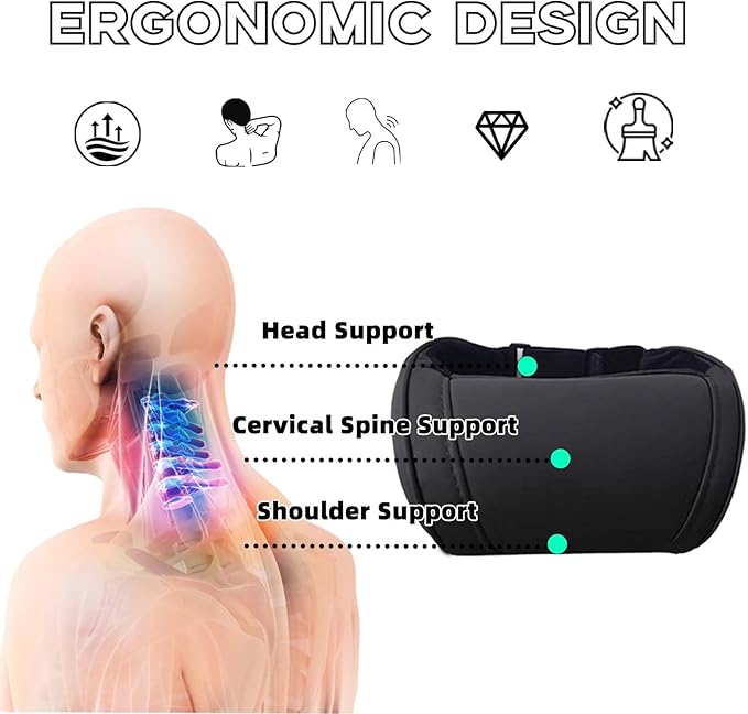 Car Neck Pillow Memory Foam Automotive Seat Cushions of Headrests for Relieving Neck Stiffness Seat Neck Support Pillow, Fits All Vehicles, 2 Pieces, Black