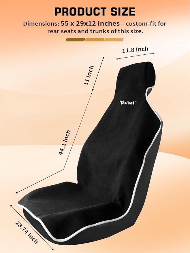 Car Seat Cover Towel, Waterproof Terry Cloth Car Seat Cover Universal Fit for Cars, SUVs, Pickups, Washable Car Seat Protector Brand Customized(Black,1pc)