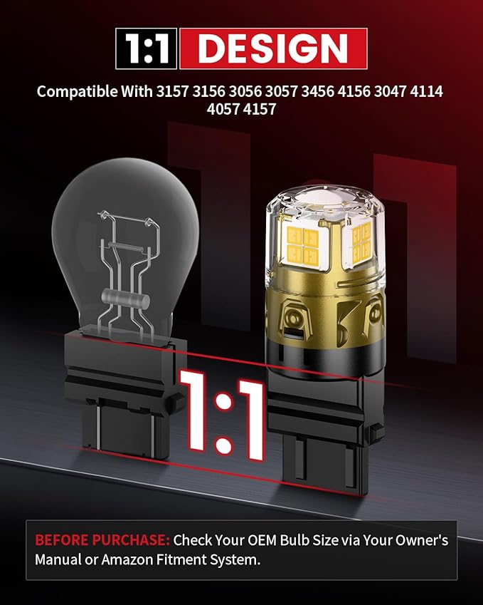 LASFIT L2 3157 LED Bulbs Reverse Light, 2025 Upgraded 500% Super Bright 6000K Xenon White, 3156 3056 3057 3047 4114 4157 4057 LED Lights with Projector for Backup, DRL, Replacement Lamp, 2pcs