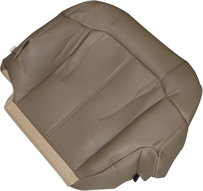 SecosAutoparts Driver Side Bottom and Foam Cushion Replacement Leather Seat Covers Med Tan Compatible with Chevy Silverado 1500 2500 1999 2000 2001 2002