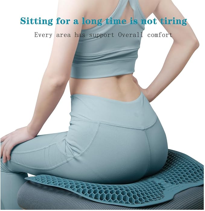 Silicone Seat,Car Chair Back Cushion,Cooling seat Cushion Thick Big Breathable Honeycomb Design Absorbs Pressure Points Seat Cushion with Non-Slip Cover Gel Cushion for Office Chair Home Car seat