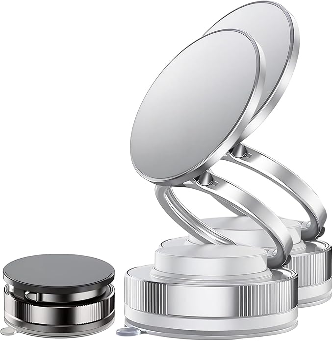 Magnetic Phone Holder with Suction Cup, 2026 New 360° Adjustable Vacuum Magnetic Phone Holder, Foldable and Retractable Car Phone Mount Magnetic Cell Phone Holders for Your Car (White*2)