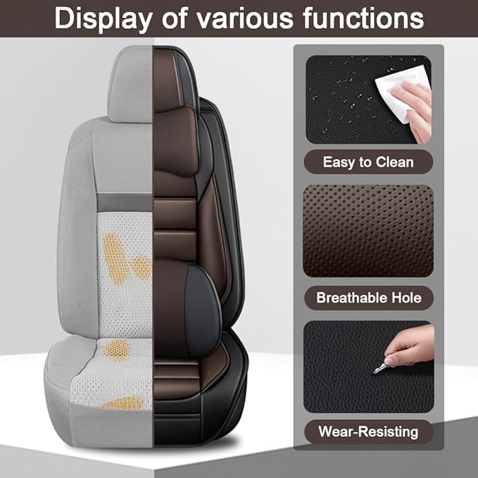 5 Seat Covers Fit for Acura ZDX 2024, Waterproof Premium Leather Automotive Accessories Seat Protectors Seat Cushions Wear-Resistant Car Seat Covers（Black&Coffee,Full Deluxe）