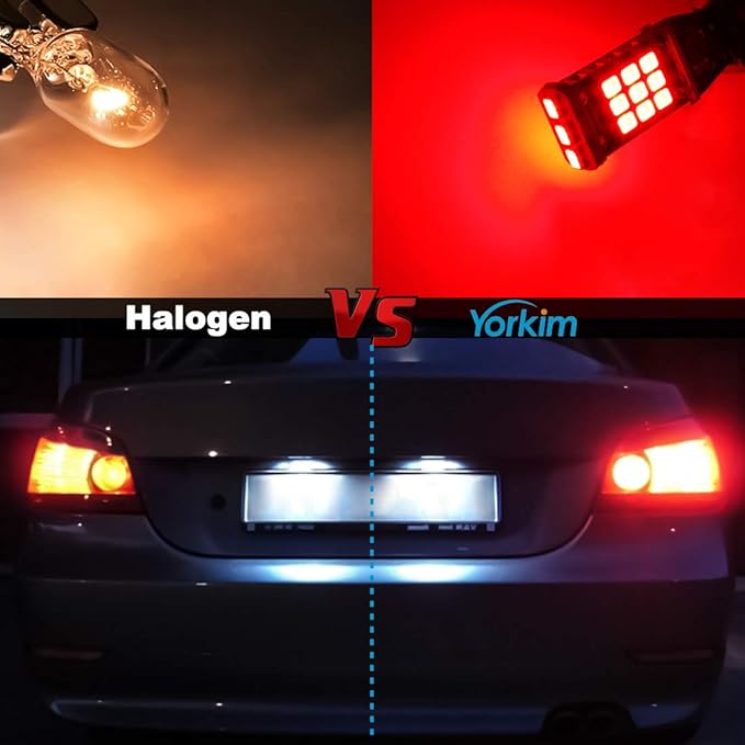 Yorkim 912 921 LED Backup Light Bulbs Red, High Power 2835 21-SMD Chipsets Extremely Bright Error Free T15 906 904 902 W16W for Back Up Lights Reverse Lights, Pack of 2