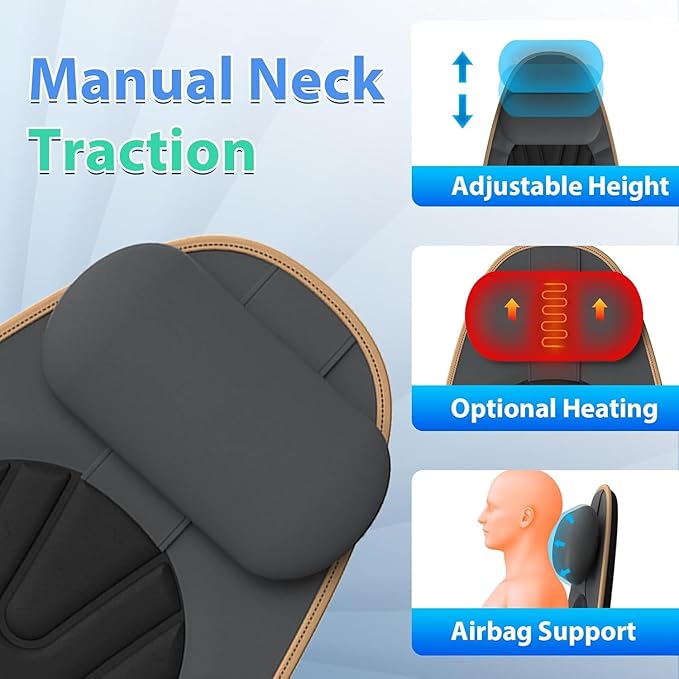 Sotion Massage Seat Cushion with Heat for Neck and Back, 3 Heating Areas & 5 Massage Modes, Electric Back Massager for Office Chair and Home Seat