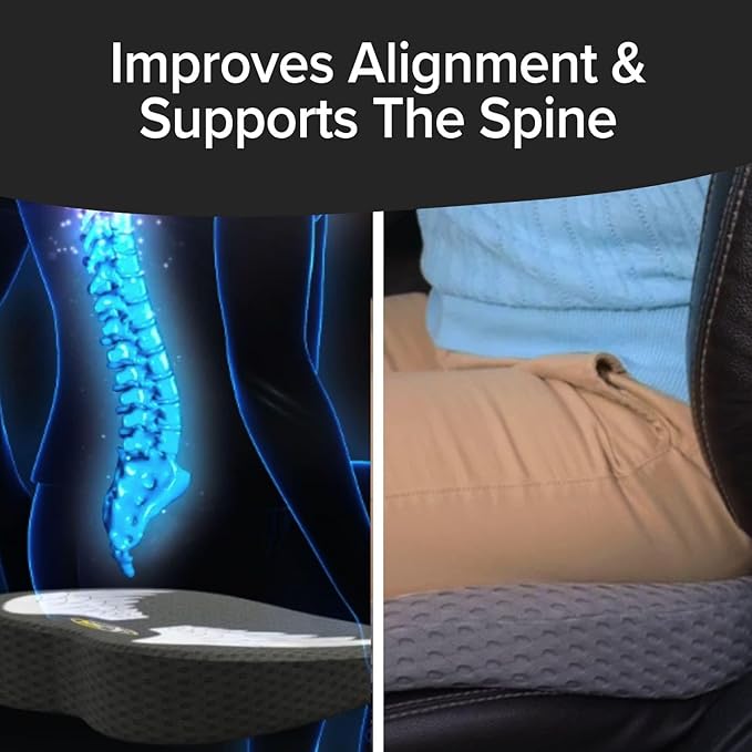 Auto Cushion with Memory Foam, AS-SEEN-ON-TV, Advanced Lumbar Helps Relieve Pressure Points, Molds to Any Body, Drive in Heavenly Comfort in Any Vehicle, Breathable, Washable Cover