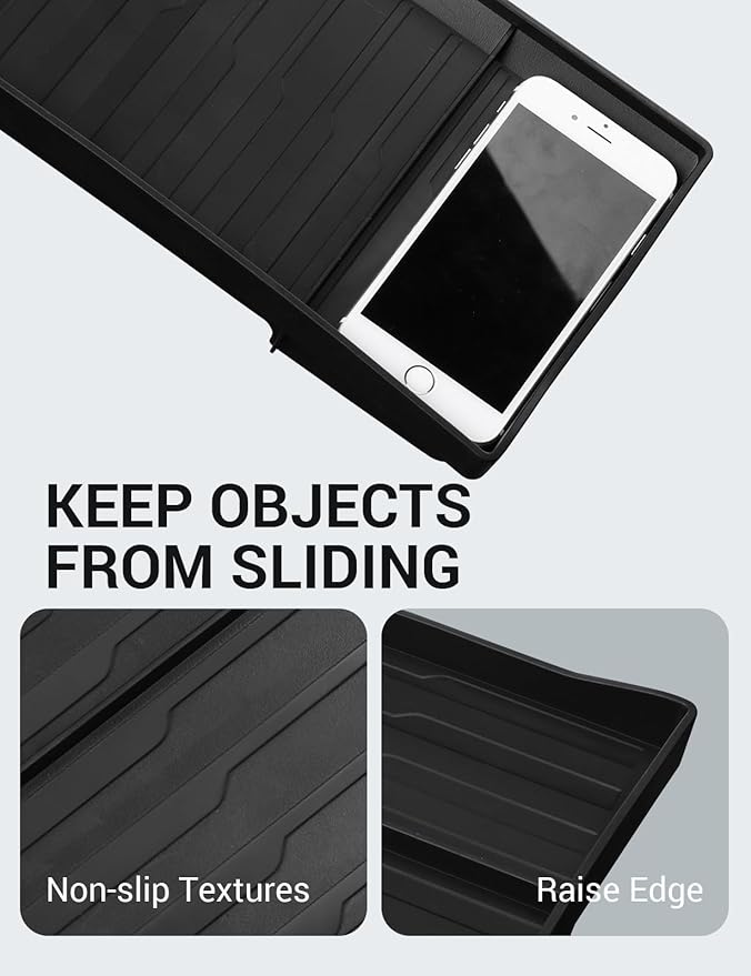 BASENOR Tesla Model Y Model 3 Center Console Behind Screen Storage Box, (Proprietary Design) Dashboards Hidden Organizer Tray Sunglasses Holder for 2017-2023 Model 3 2020-2024 Model Y