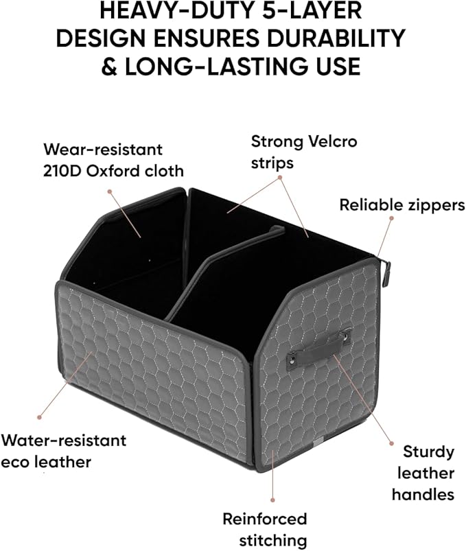 Owleys Car Tote Bundle - Trunk Organizer Set - Gray Interior Accessories (Gray 21.6" + 17.7")