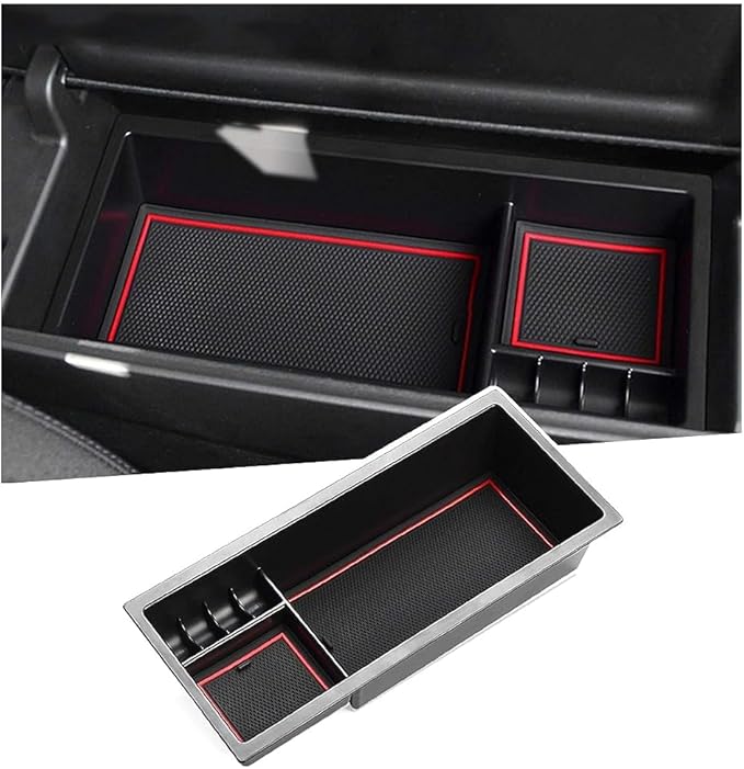 LUWU Prius XW50 Center Console Organizer for 2016 2017 2018 2019 2020 2021 2022 Prius Accessories Armrest Console Storage Box Glove Organizer Tray ABS Material (Red)