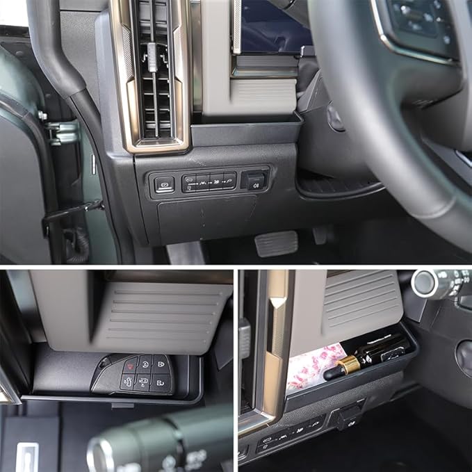for Hummer EV SUV Pickup Accessories Center Console Organizer Dashboard Lower Storage Left Side Coin Container Storage Dash Tray Organizer Key Card Holder Insert Expander Box for 2022-2024 2025+
