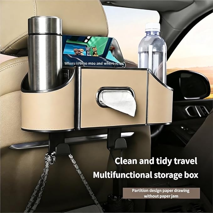 4-in-1 car organizer back seat, Multi-Pocket backseat car cup holder, Universal back seat cup holders for cars, car organization, for Travel & Daily Use (METER)