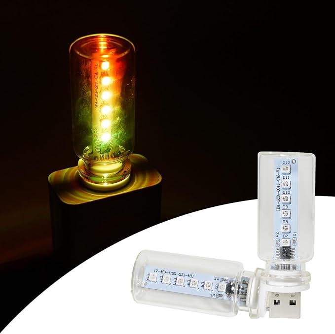 Car Interior Led Light Glass Bulb USB 5V Plug in, RGB 7 Colors 7 Modes Color Changing Touch Control, Memory Function, for Car Indoor Bedroom Desktop Bathroom Night Light Decor (2 Pcs)