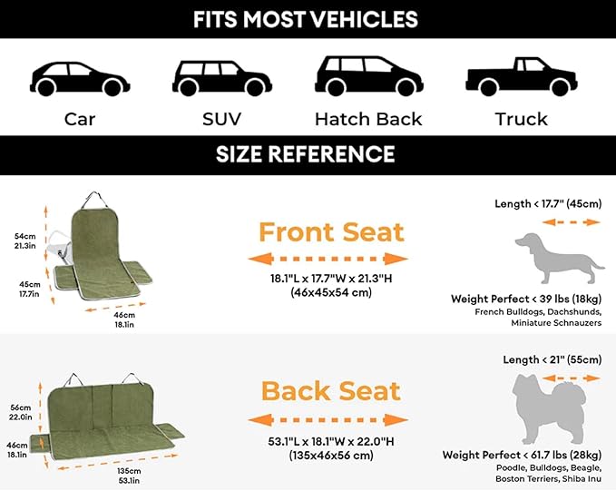 FUNNYFUZZY Chenille Dog Car Seat Cover for Pets, Waterproof Car Seat Protector with Nonslip Bottom, Scratchproof Soft Dog Seat Cover for Car, Truck and SUV, Front Seat(Grey, 17.7''W x 18.1''L×21.3"H)