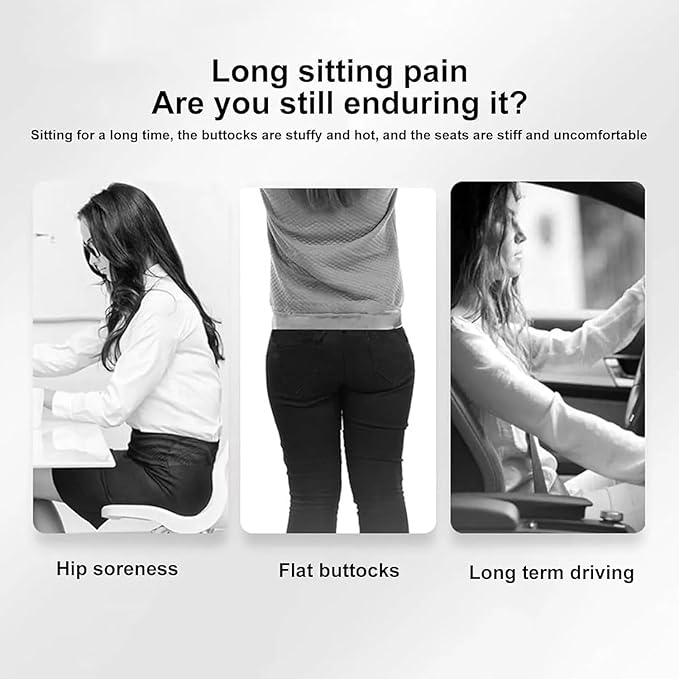 Back and Seat Cushion, Car Seat Cushion, Soothe+ Cushion, Pressure Relief, Non-Slip Belt Backrest, Ergonomic Memory Foam Backrest (Black)