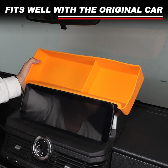 Center Console Dash Organizer for INEOS Grenadier 2020-2025 Accessories, Dashboard Organizer Tray, Navigation Screen Rear Stroage Tray, Dash Panel Insert Behind Screen Silicone Stroage Pallet (Yellow)