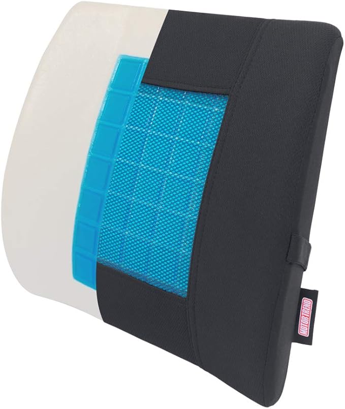 Motor Trend Cooling Car Lumbar Support Cushion - Made with Memory Foam for Maximum Coccyx Comfort & Back Tailbone Pain Relief, Ideal for Car and Office Chairs