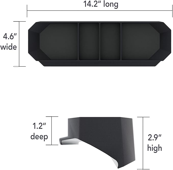 TWRAPS Behind Screen Storage for Tesla Cybertruck 2024/2025/2026, Long Tray - Hidden Dashboard Interior Organizer with Premium Leather Inserts, No Melt ABS, Cyber Truck Accessories and Sunglasses