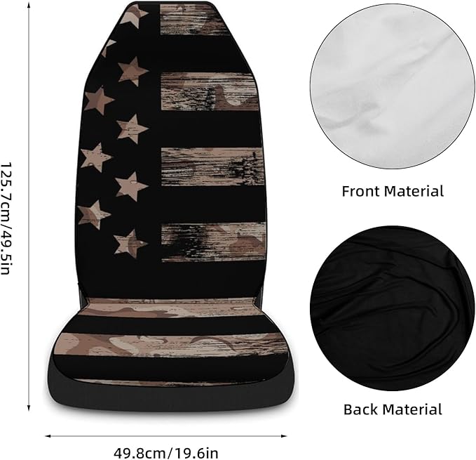 2 Pcs Premium Black Flag Car Seat Cover, Breathable & Washable Car Seat Covers Full Sets, Fashionable Printed Seat Covers for Cars Interior, Universal Fit for Most Cars, Sedan, Truck, SUV
