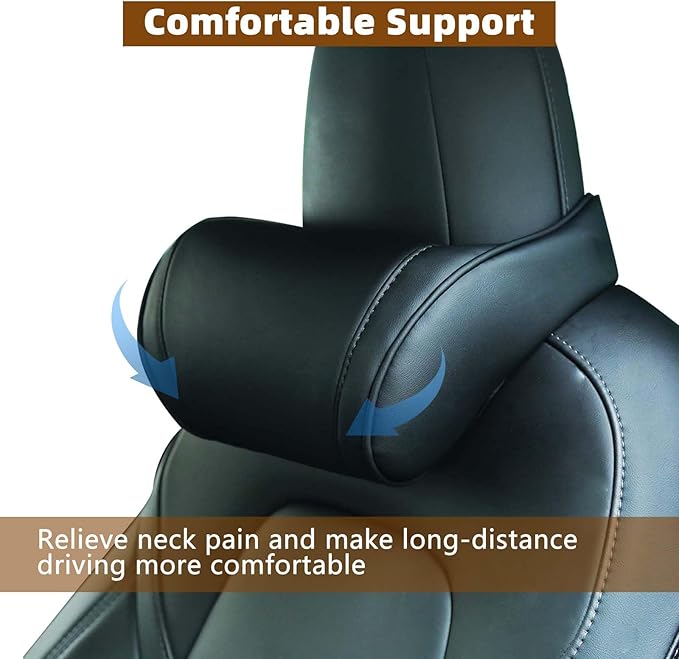 Car Neck Pillow Memory Foam Automotive Seat Cushions of Headrests for Relieving Neck Stiffness Seat Neck Support Pillow, Fits All Vehicles, 2 Pieces, Black