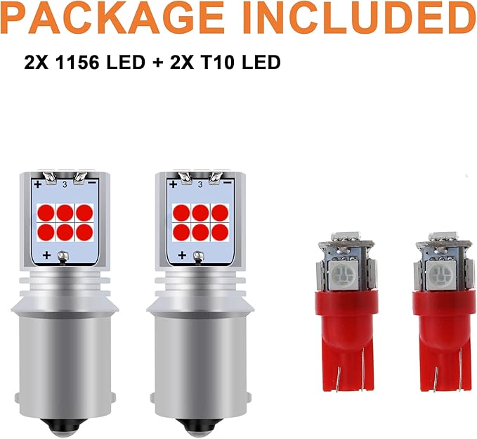 3Pcs Red Interior Map Dome Light LED Bulbs Compatible with 1987-1996 Ford F-150 F-250 Bronco