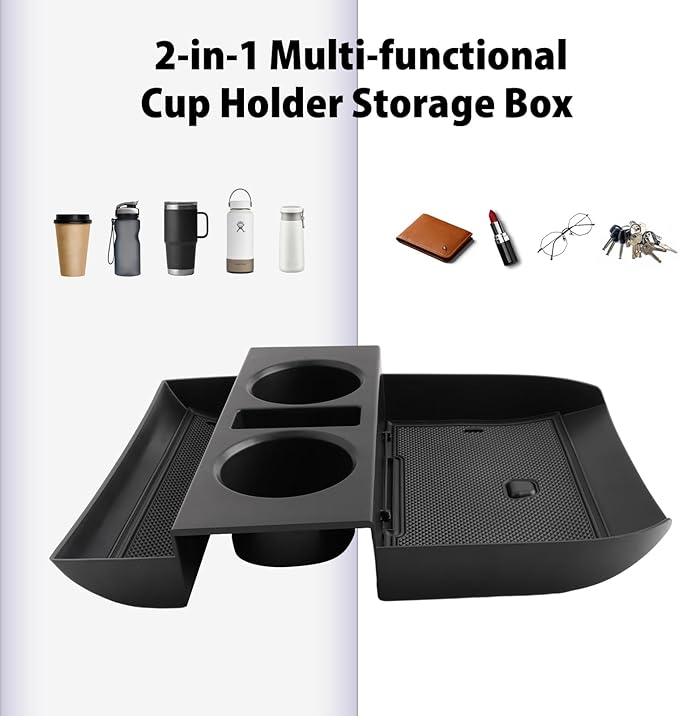 2025 Palisade Lower Organizer Tray for 2020 2021 2022 2023 2024 2025 Hyundai Palisade SE/SEL/XRT/Limited/Calligraphy Under Armrest Organizer Insert Storage Tray w/Cup Holder 2025 Palisade Accessories