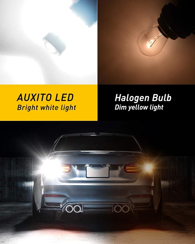 AUXITO 3157 LED Bulbs Reverse Lights, Super Bright 3056 3156 3057 4157 LED Bulbs with Projector for Reverse Back Up Lights Tail Brake Signal Parking Lights, 6000K White