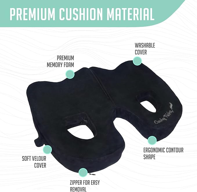 Premium Foldable Piriformis Seat Cushion - Piriformis Pain and Sciatic Pain Relief Cushion - for Home & Office Use, Perfect for Travel or Driving