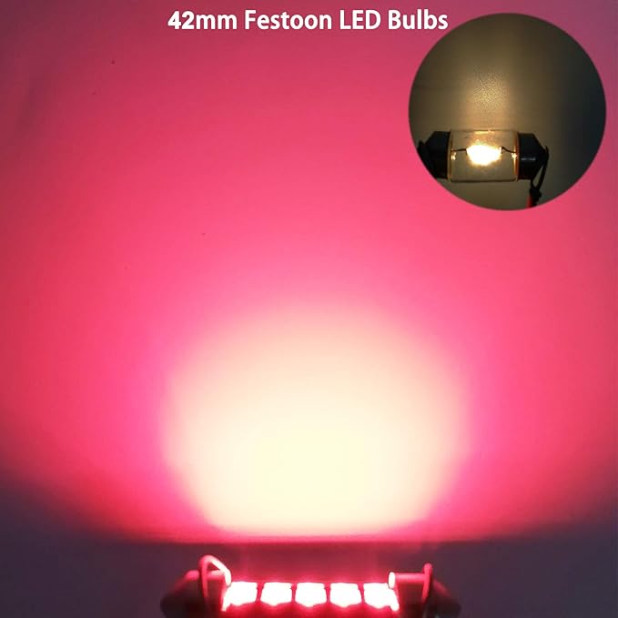 XINYANG 2PCS 578 Festoon LED Car Bulb 41mm 42mm 1.65in 211-2 Led Light Bulb Extremely Bright 20-SMD 4014 Chipsets Canbus Error Free 212-2 LED Lamp for Car Map Dome License Plate Lights,Red