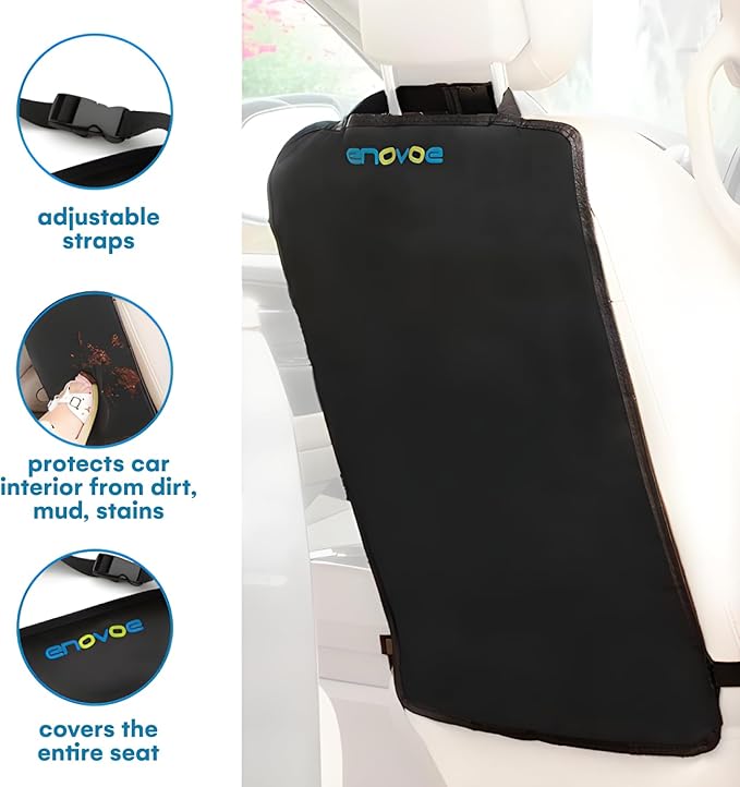 Enovoe Car Seat Protectors for Kids - 4 Pack Premium Quality Car Seat Cover Back Seat Offers Waterproof Protection from Mud and Scratches - 18" x 24" with Adjustable Straps and Games for Kids