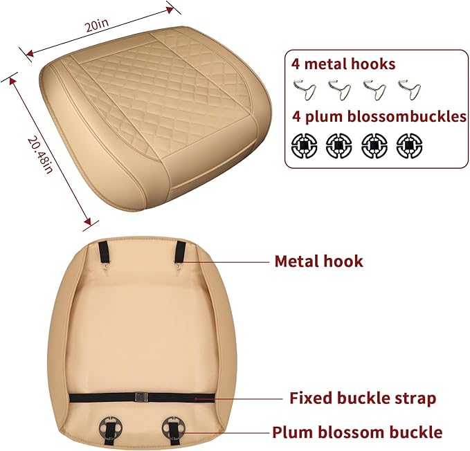 2pcs Car Seat Covers for Upgrade Leather,Car Seat Protector Water Proof Material,No Slip Soft,Side Wrapping,Bottom Seat Covers Universal for Most Automotive,Vans,Trucks,Suvs (Beige)