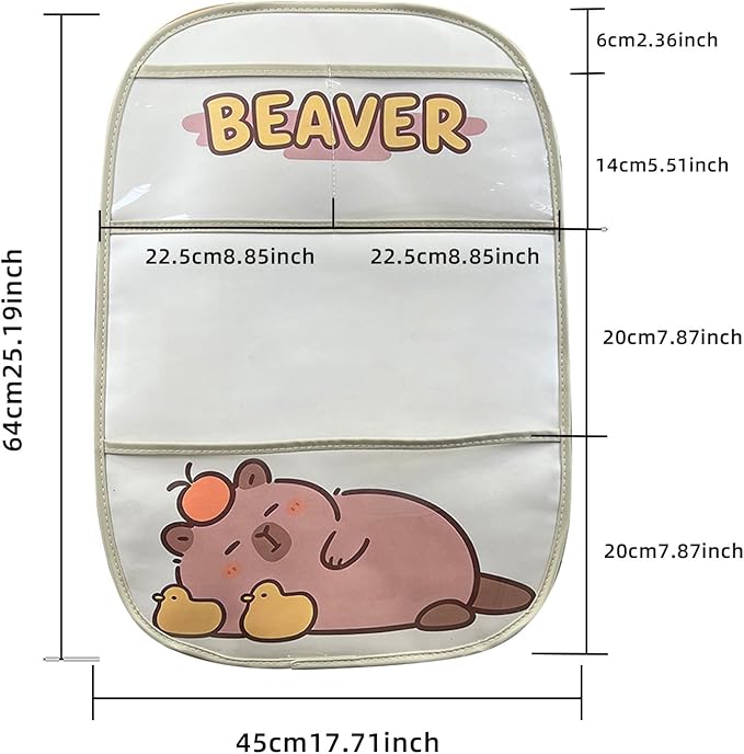 2-Pack kids Leather Car Backseat Organizer with Foldable Table Tray, Car Storage Organizer with Tablet Holder, Car Seat Back Protectors Kick Mats, Travel Accessories (Capybara)