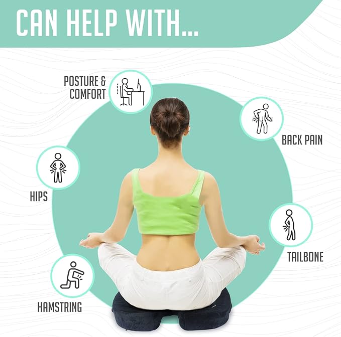 Premium Foldable Piriformis Seat Cushion - Piriformis Pain and Sciatic Pain Relief Cushion - for Home & Office Use, Perfect for Travel or Driving