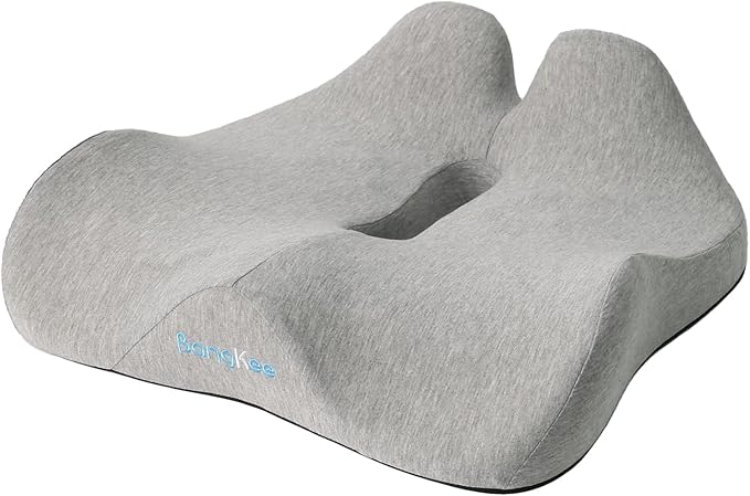 18 x 16.5 Inch Memory Foam Seat Cushion for Office Chair & Car, Pressure Buttocks Relief Comfort Cushions for Home, Work & Travel, Grey Seat Pad with Removable Washable Cover