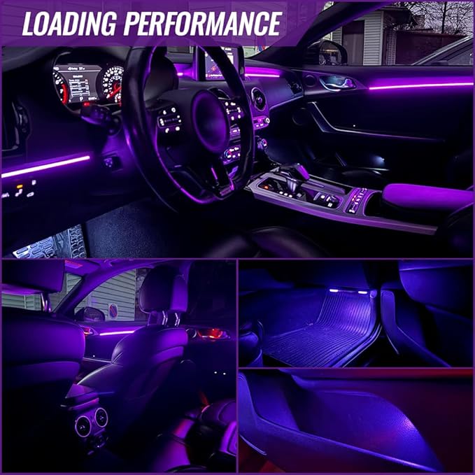 Ambient Lighting Car Led Lights Interior,43.3’’ USB Powered Acrylic Neon Flexible Strip Fiber Optic LED Ambient Lighting Kits with Remote APP, RGB Music Lights Sync for Inside car Decorations