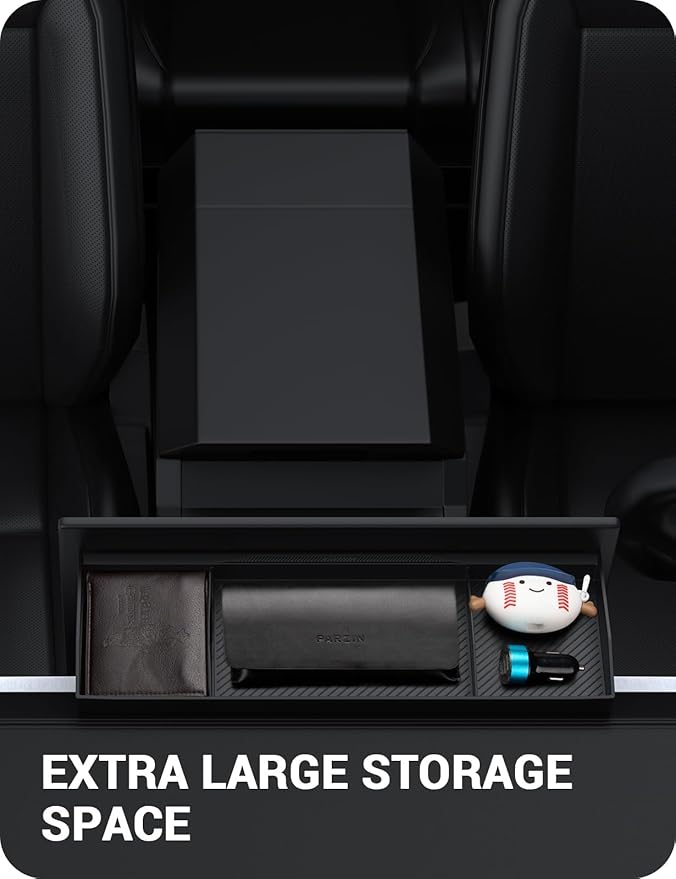 BASENOR Behind Screen Storage for Tesla Cybertruck Accessories 2024-2026, (Proprietary Design) Custom-Fit Center Console Sunglasses Holder & Hidden Dashboard Storage Tray