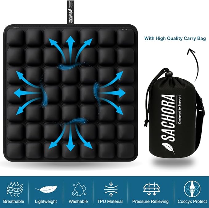 Inflatable Travel Seat Cushion for Airplane & Office – Airplane Seat Cushion for Long Flights, Portable Seat Pad for Plane Travel, Tailbone & Lower Back Pressure Relief