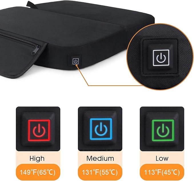 Extra Wide Heated Seat Cushion with 10000 mAh Mobile Bank Pack, Foldable Heated Stadium Seats for Bleacher, Portable Heating Pad Stadium Seat Cushion, USB Heating Seat Pad for Stadium Camping
