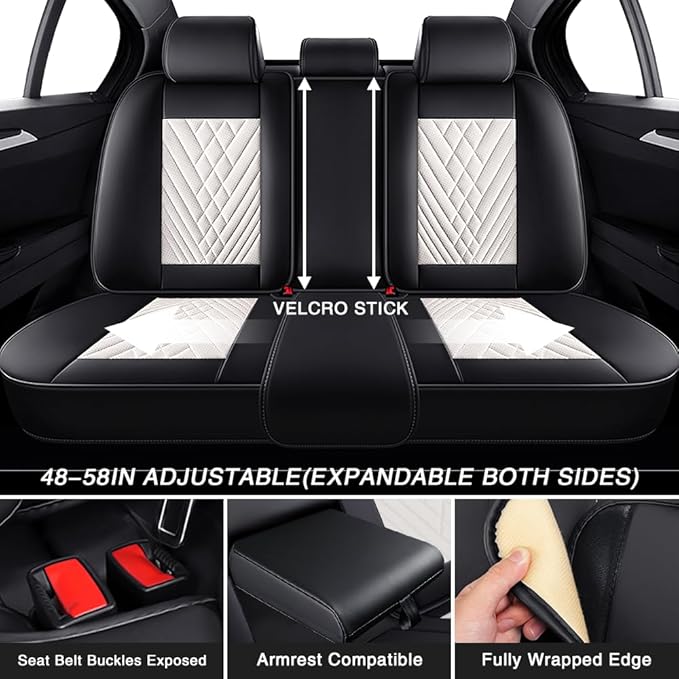 Fit for Dodge Dakota Seat Covers 2000-2011, Nappa Leather, 360° Full Protection, Thick Padding & Memory Foam, Waterproof & Stain-Resistant Car Seat Cover (Full Set,Cream White)