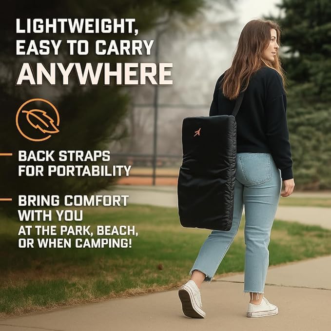 ACELETIQS Heated Stadium Seats for Bleachers with Back Support - Upgraded Model and Extra Heat - Upgraded 3 Levels of Heat - Foldable Chair - Cushioned, 4 Pockets (20" Double Heated)